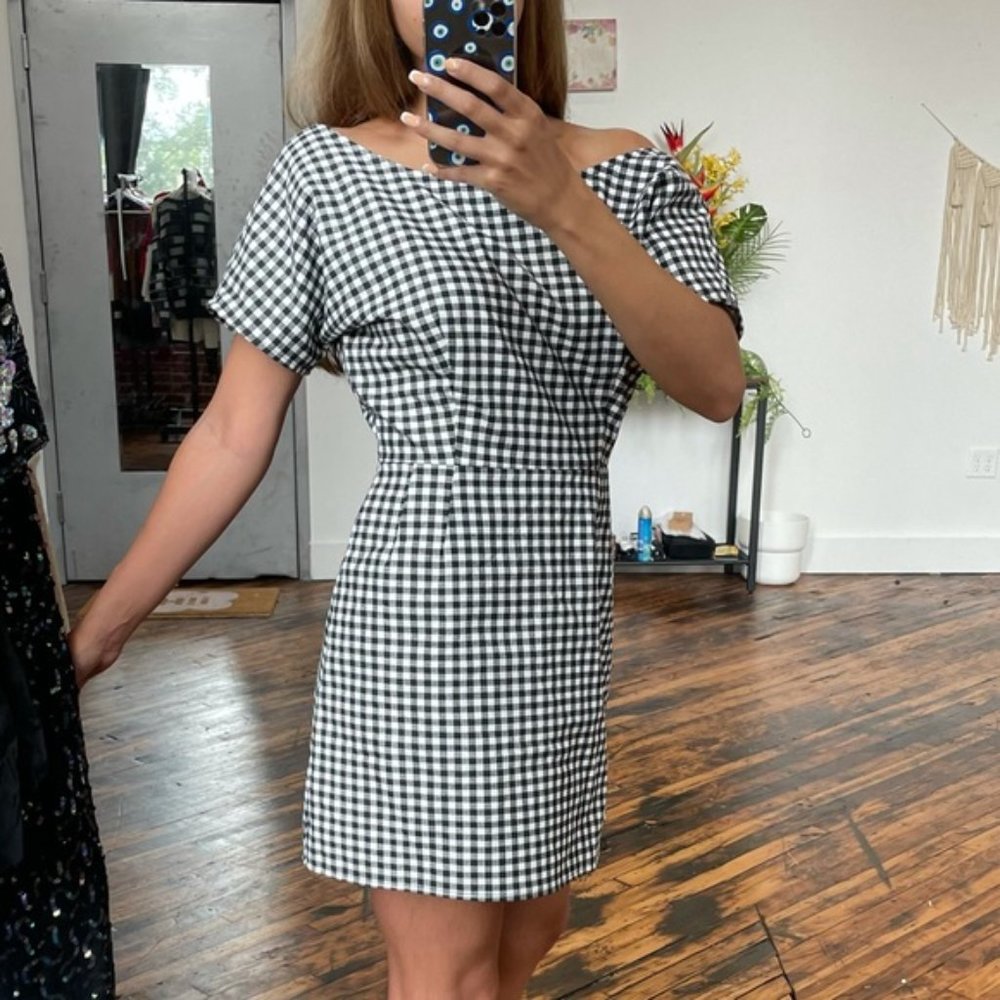 VTG gingham printed mini dress S